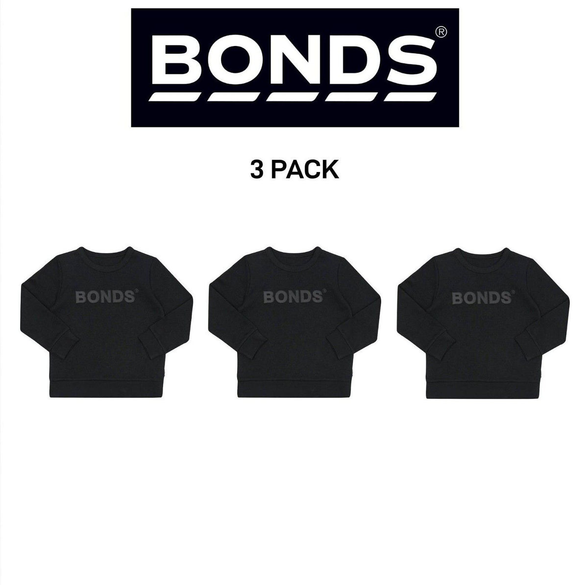 Bonds Baby Tech Sweats Pullover Ultimate Warm Comfort Sporty Style 3 Pack KVQTA