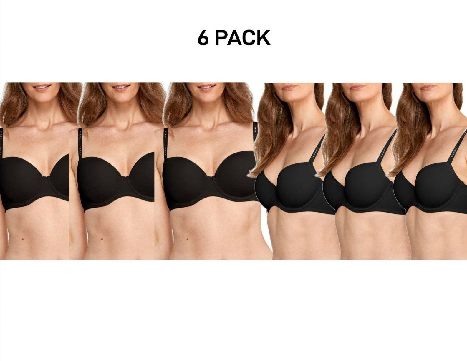 Bonds Womens Invisi Full Busted T-Shirt Bra Comfy Strap Soft Smooth 6 Pack YXC4Y