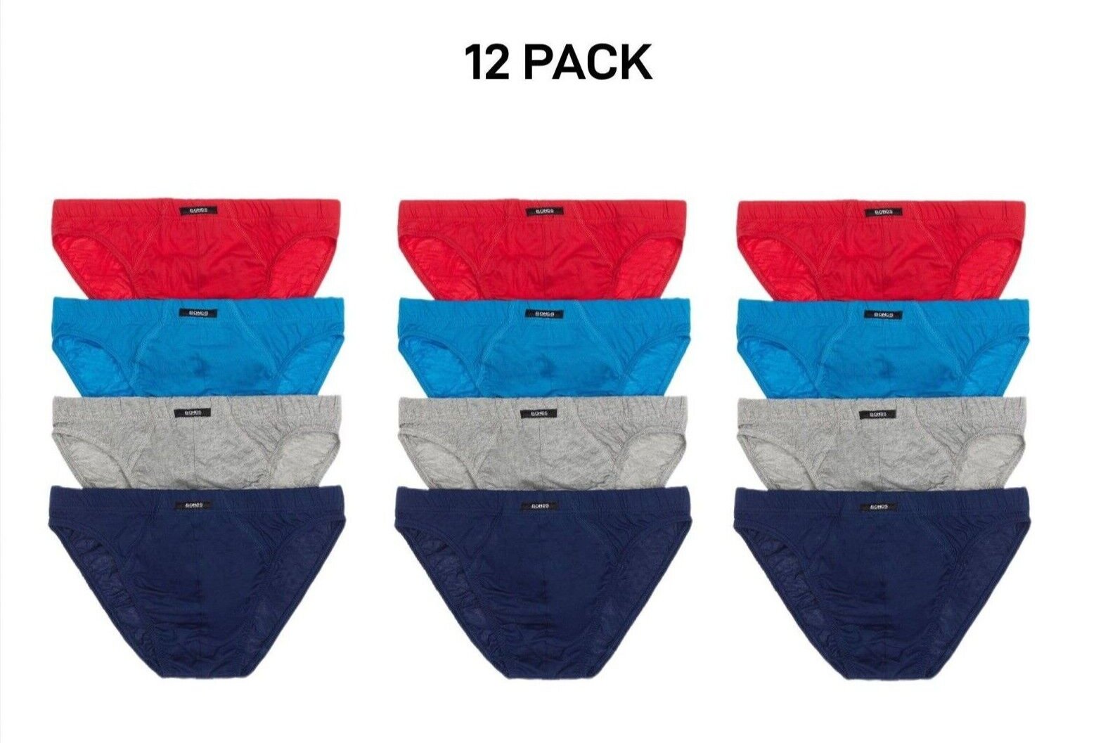 Bonds Mens Action Brief  Soft Cotton and Encased Elastic Comfort 12 Pack M8OS4