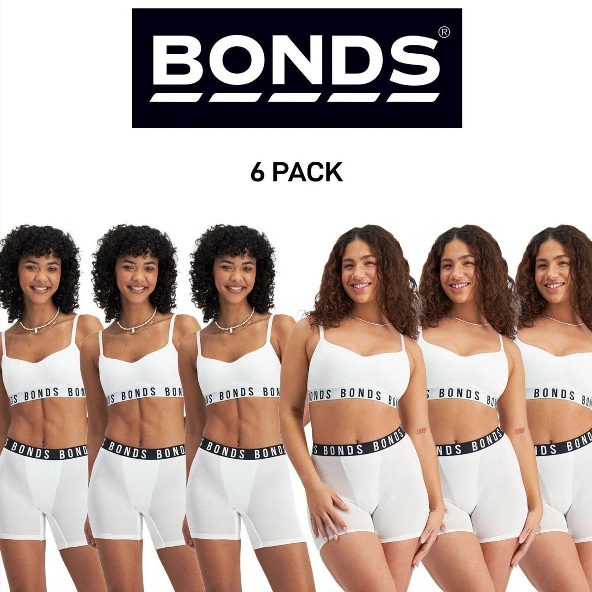 Bonds Womens Icons Wirefree Bra Soft Cotton Stretch Jacquard Elastic 6 Pack YWL4