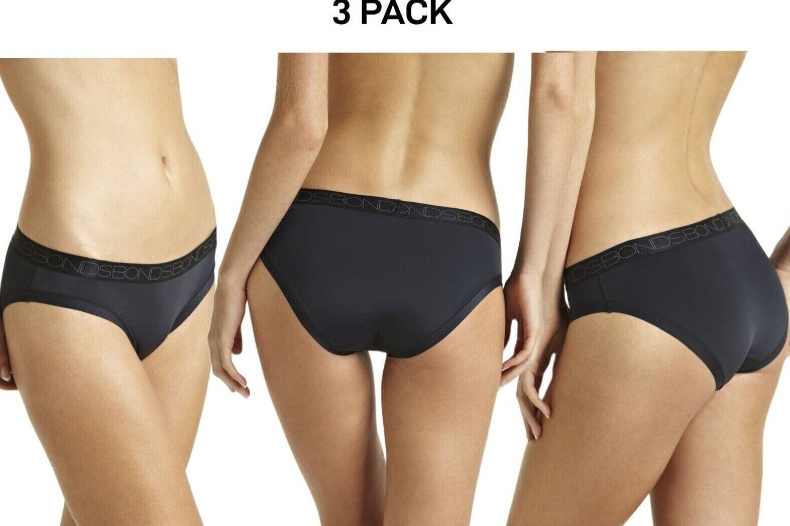 Bonds Womens Invisitails Bikini Lightweight Smooth Leg Band Brief 3 Pack WZ5WBY