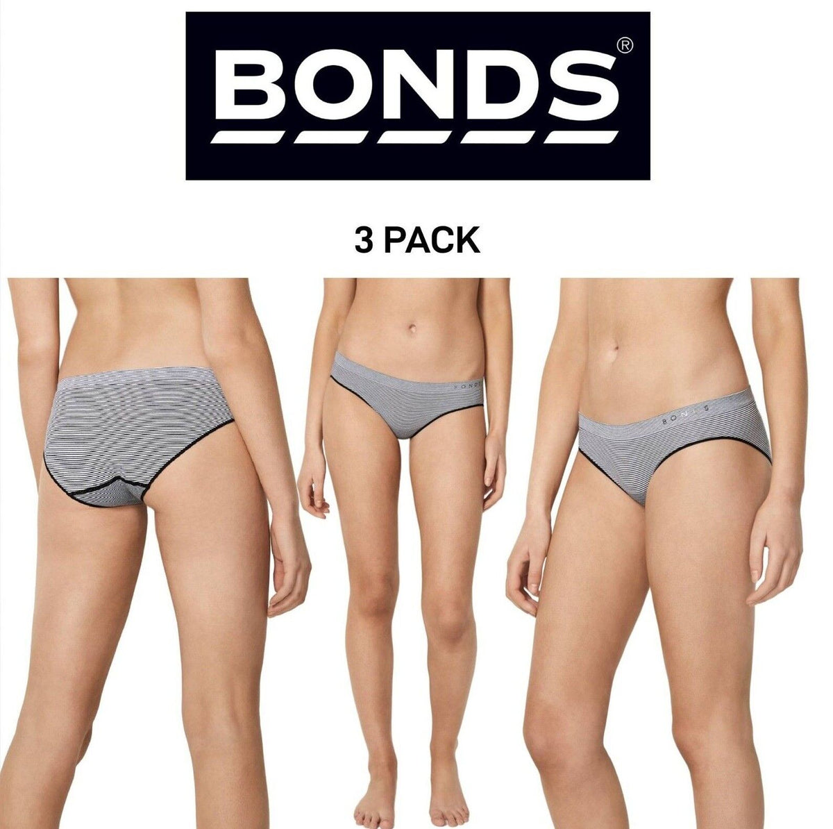 Bonds Womens Seamless Bikini Unbelievably Comfy Soft Smooth Finish 3 Pack WVH6A