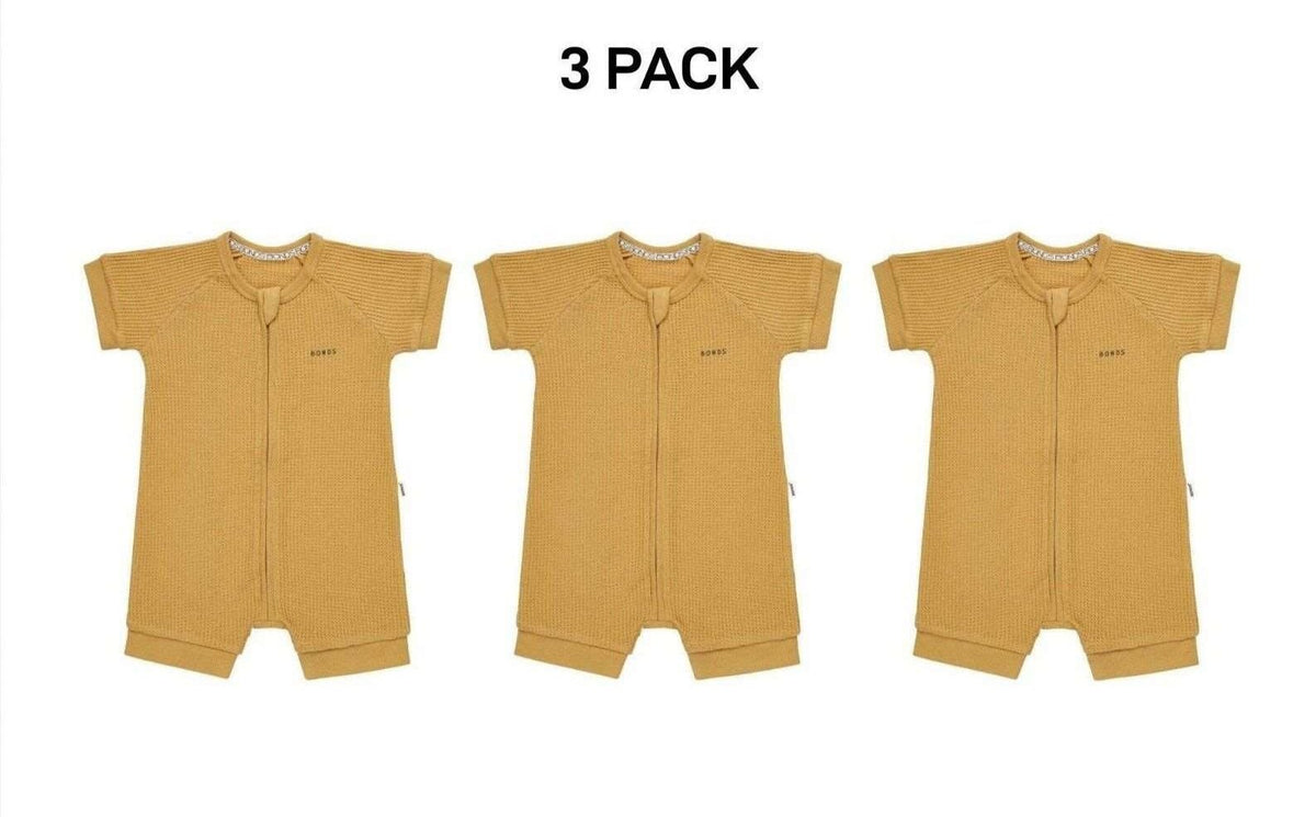 Bonds Baby Waffle Romper Soft Recycled Cotton Stretchy Fabric 3 Pack BWRNA