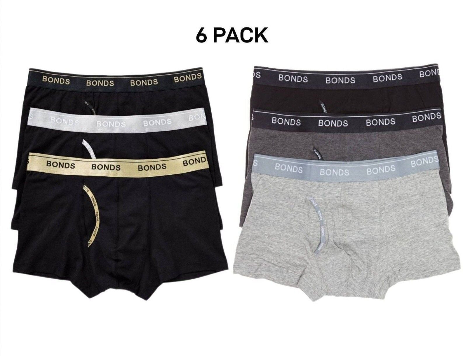 Bonds Mens Guyfront Trunk Super Soft Waistband With Logo 6 Pack MZ963A