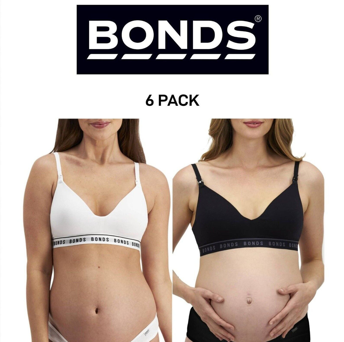 Bonds Womens Maternity Wirefree Contour Bra Comfy and Flattering 6 Pack YWYBY