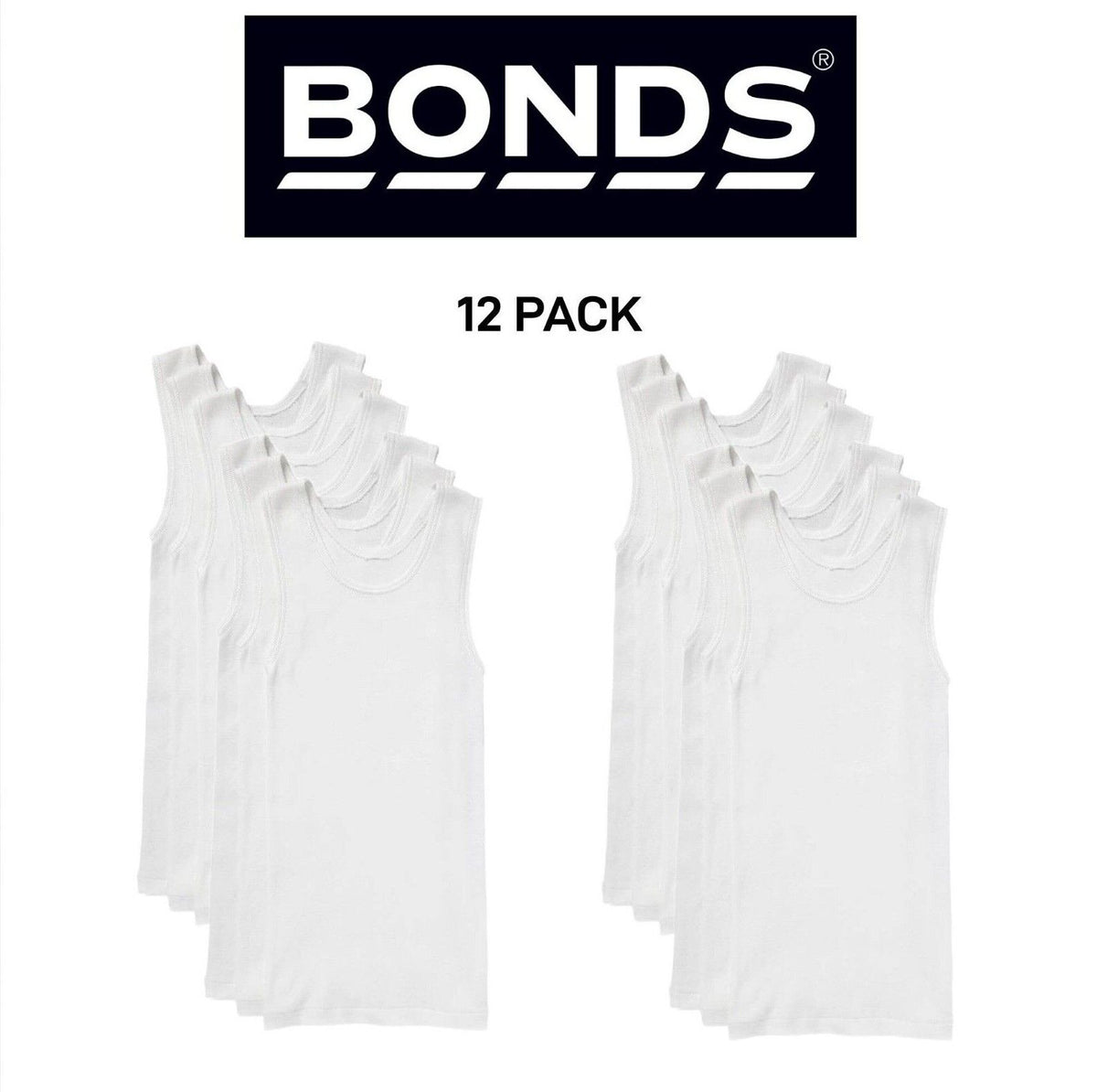 Bonds Boys New Chesty Vest Cotton Singlet Soft Comfort Cotton 12 Pack UYG33A