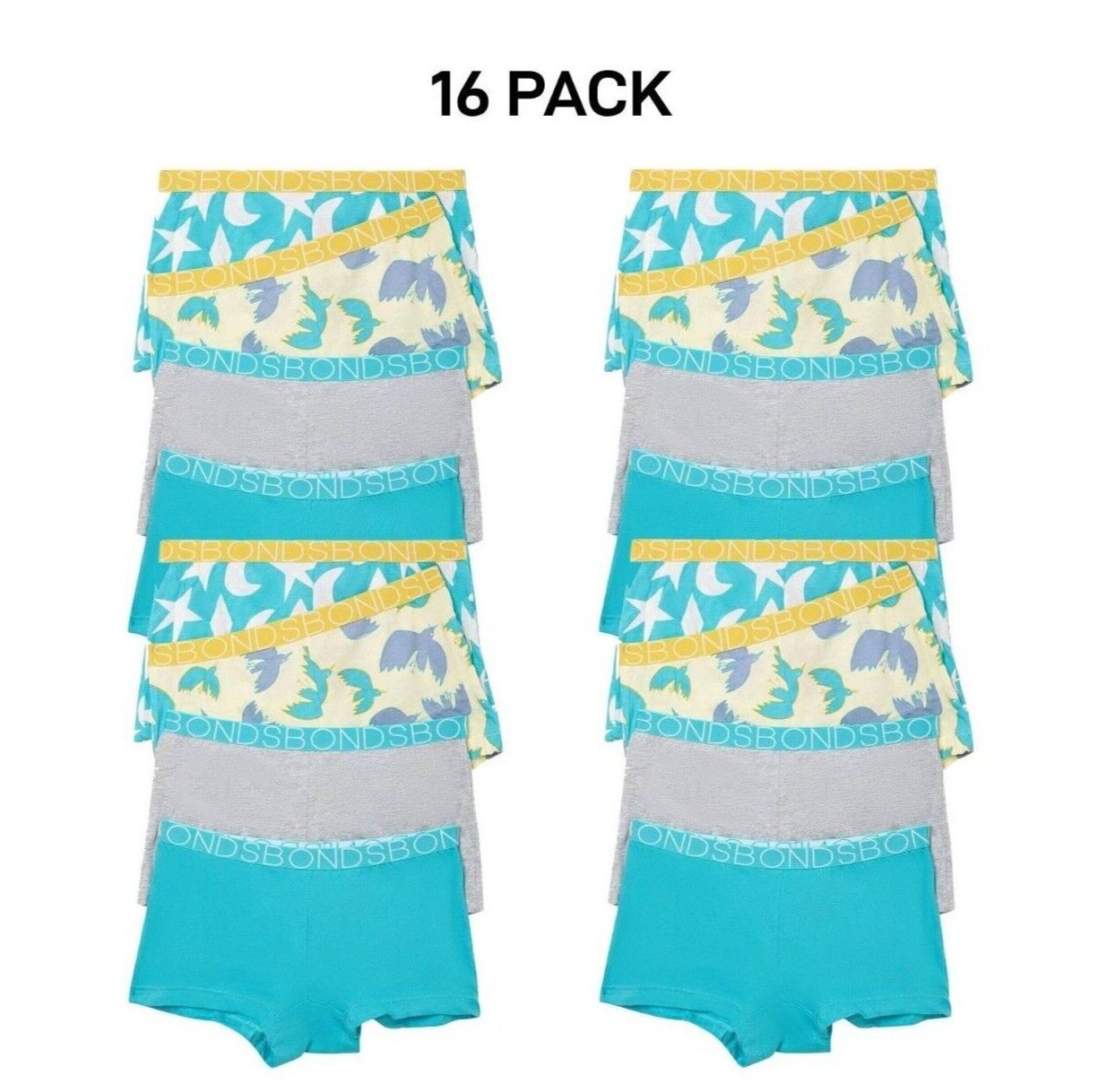 Bonds Girls Shortie Full Coverage Modesty Ultimate Soft Waistband 16 Pack UWCA4A