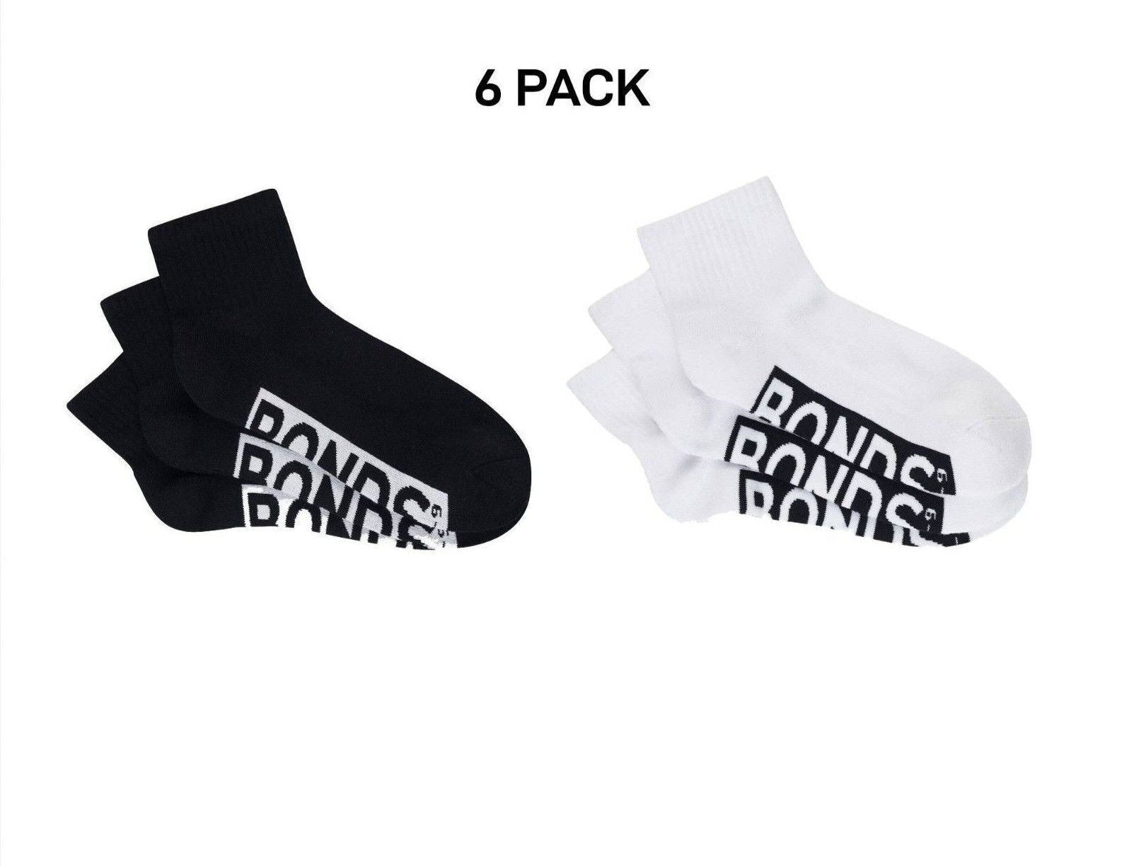 Bonds Mens Logo Cushioned Quarter Crew Socks Smooth Toe Seams 6 Pack SXN93N