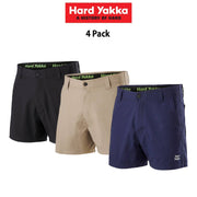 Hard Yakka Mens 4 Pack Raptor Short Active Fit Summer Shorts Comfy Work Y05161