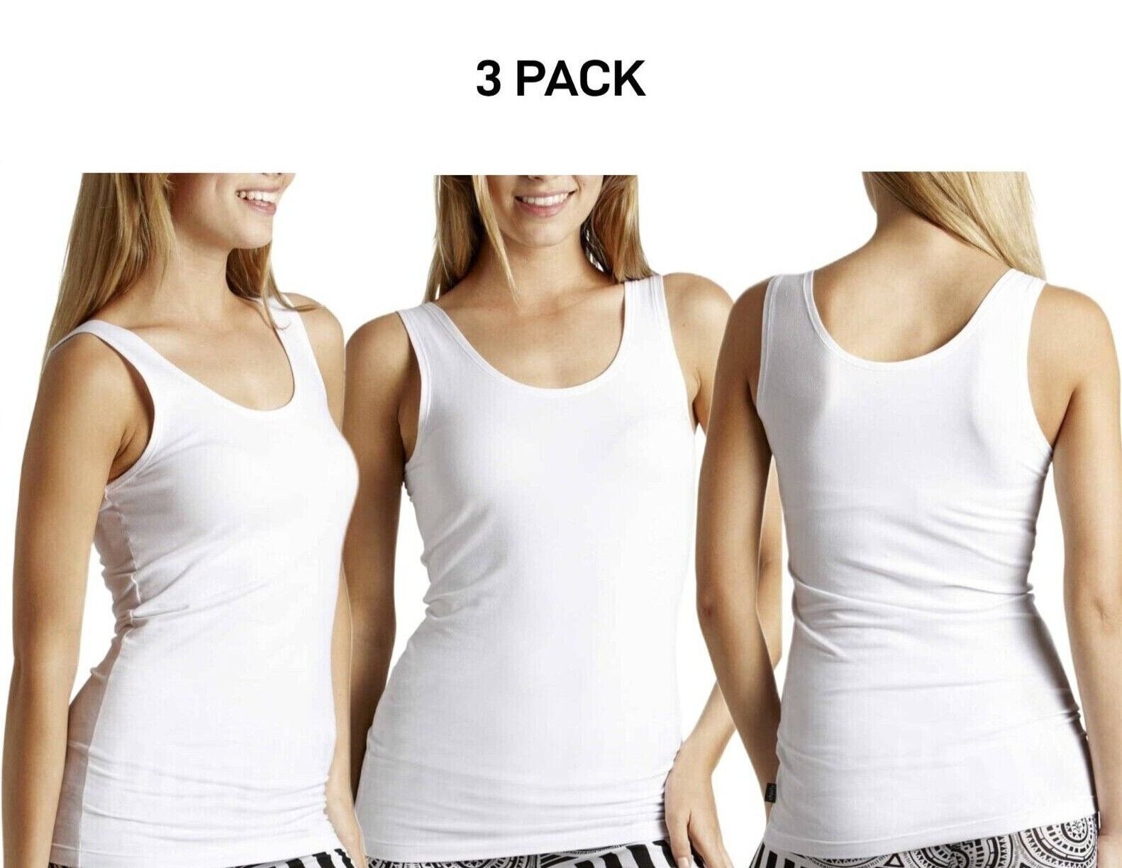 Bonds Womens Stretchy Chesty Tank Top Breathable Cotton Jersey 3 Pack WYEXY