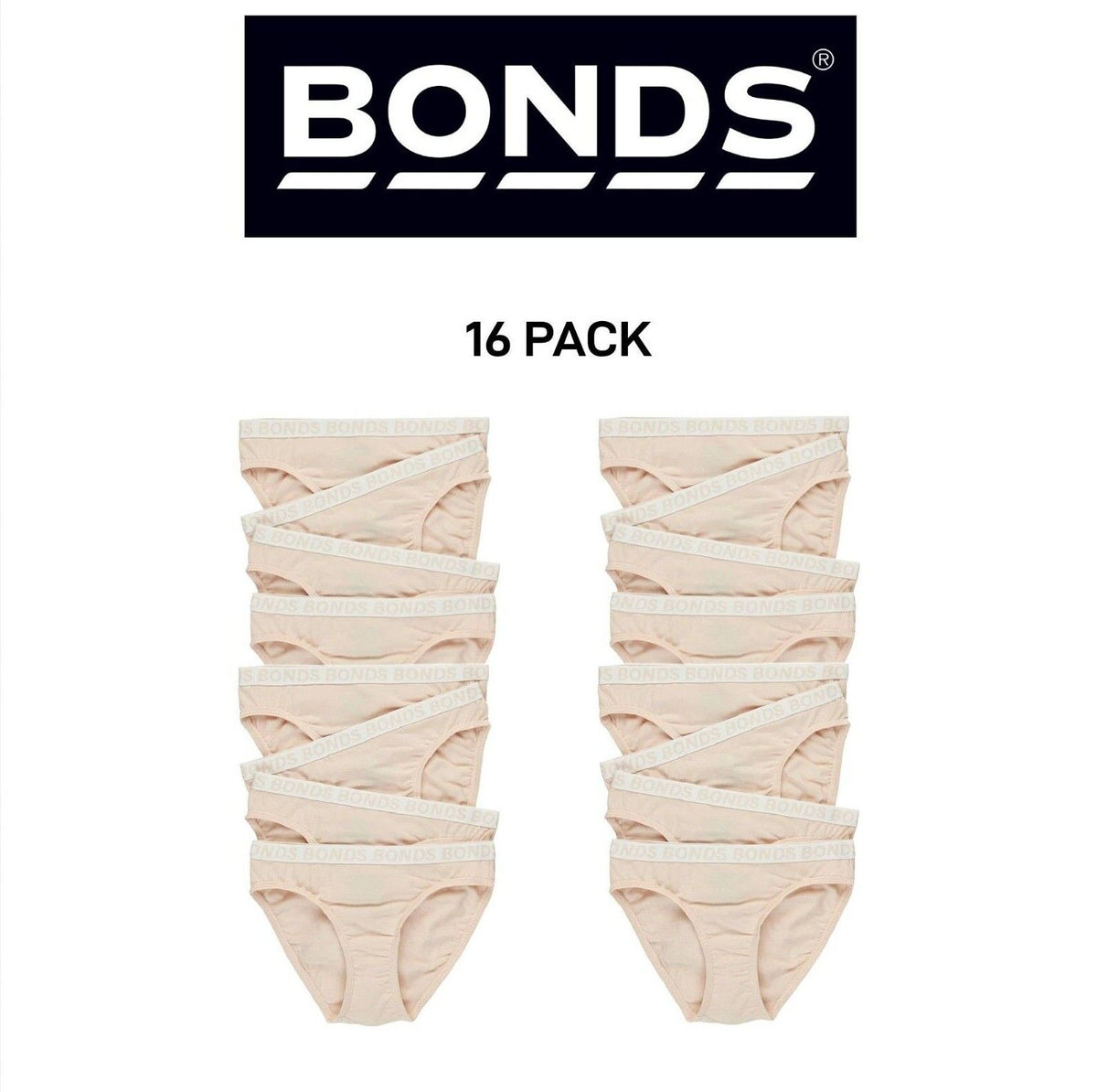 Bonds Girls Bikini Sport Super Soft Smooth Seams Moisture Wicking 16 Pack UWCW4A