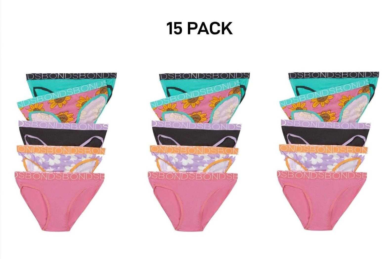 Bonds Girls Bikini Soft and Stretchy Perfect Everyday Coverage 15 Pack UWNV5A