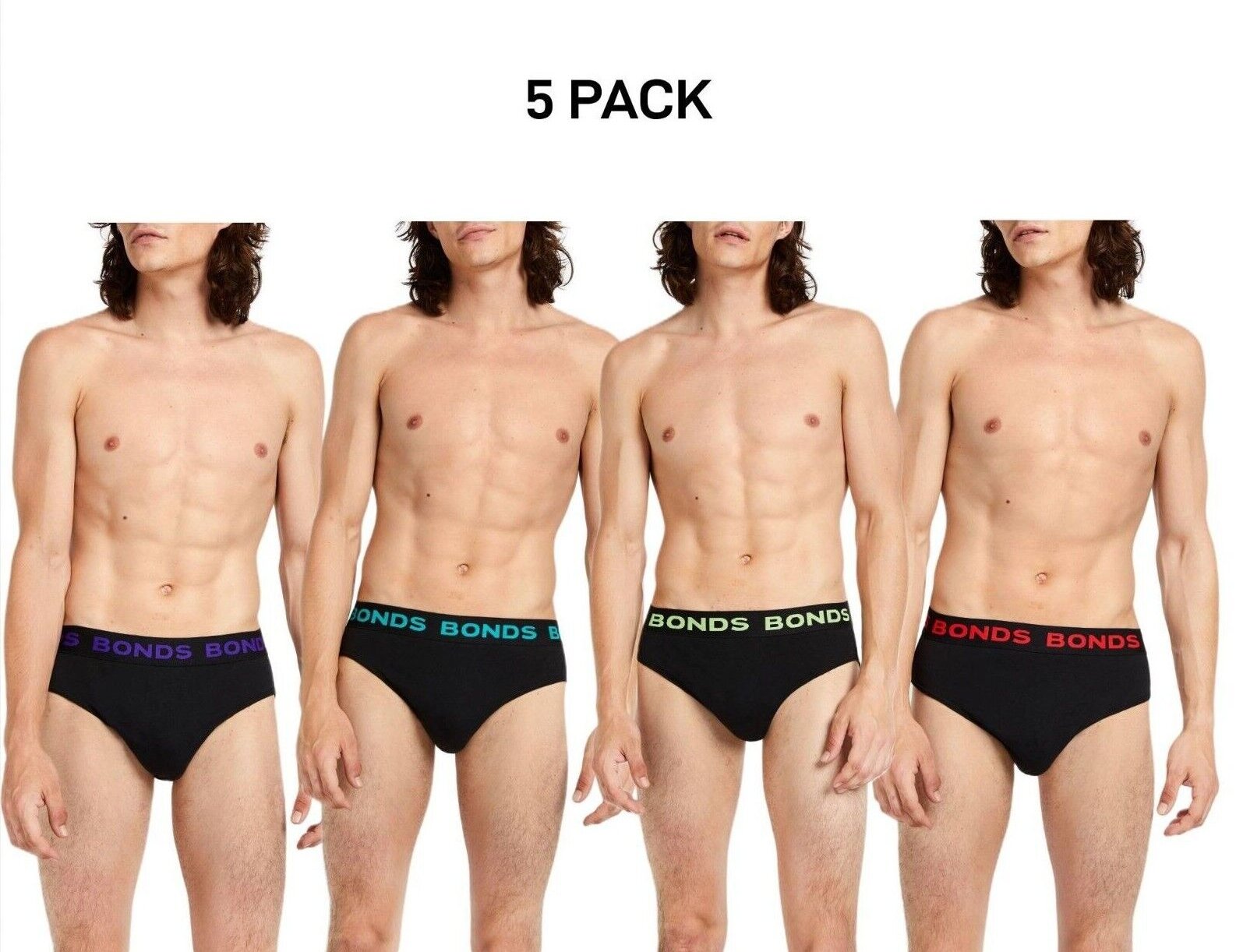 Bonds Mens Hipster Brief  Wide Comfortable Elastic Waistband 5 Pack M8DM5T