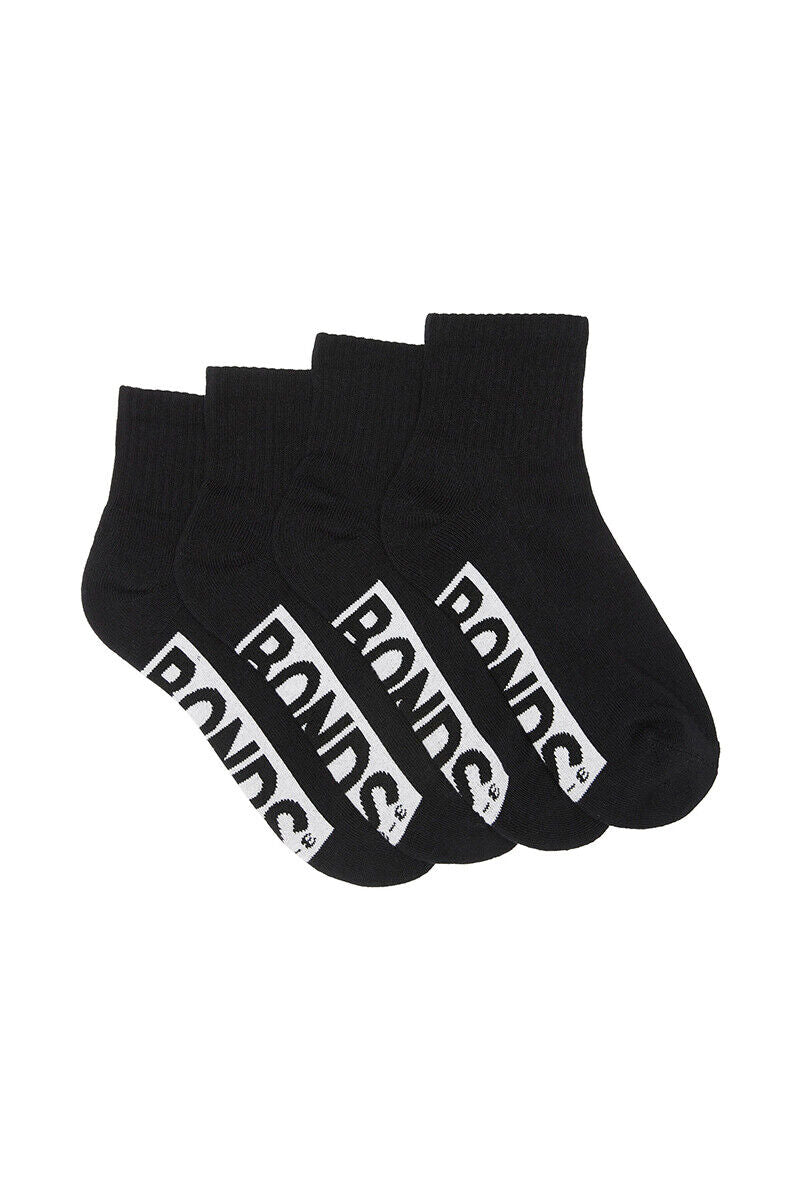 Bonds Kids Logo Cushioned Quarter Crew Sock Thickness & Comfiness 4 Pack RXTW4W