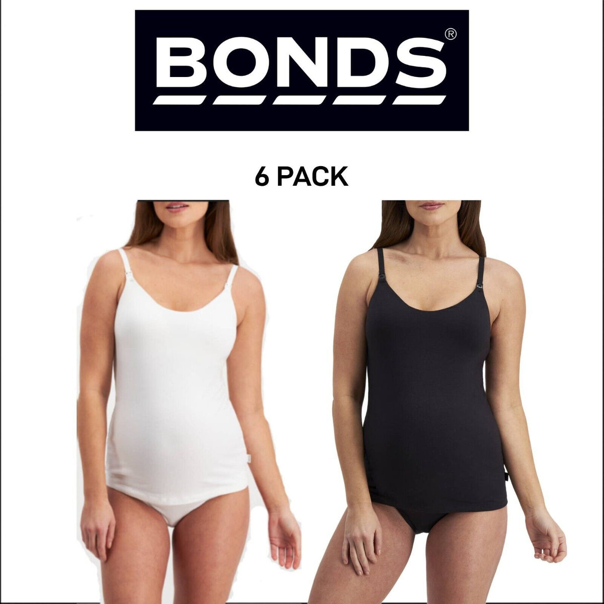 Bonds Womens Maternity Contour Support Singlet Organic Cotton 6 Pack YWYCY