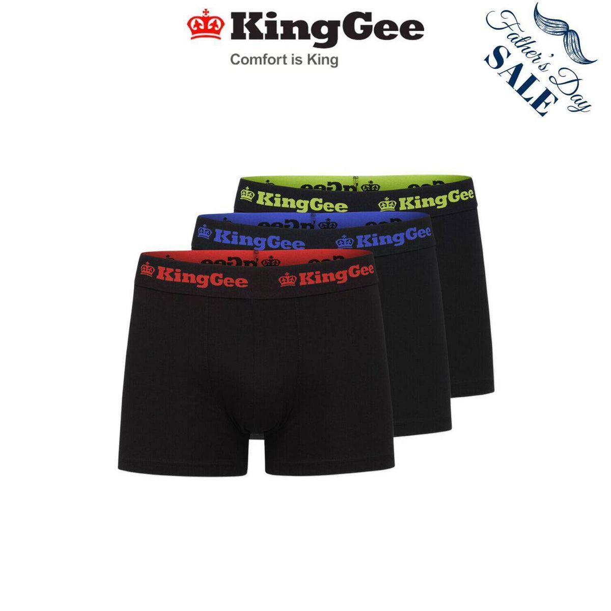 FATHER'S DAY SALE! KingGee Mens Cotton Elastic Trunk 3 Pack Underwear K09023