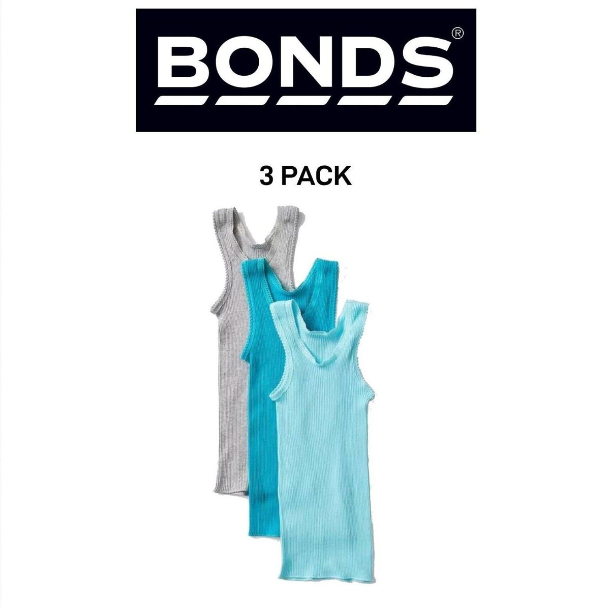 Bonds Baby Vest Ribbed Warmth Singlets Comfy Side Seamfree 3 Pack BXHNT