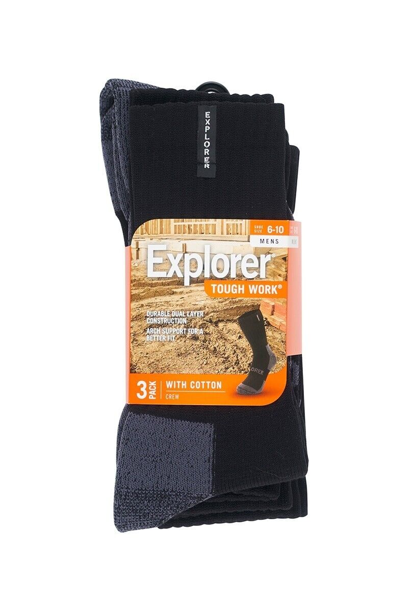 Bonds Mens Explorer Tough Work Breathable Cotton Sock 6 Pack SYNJ2N