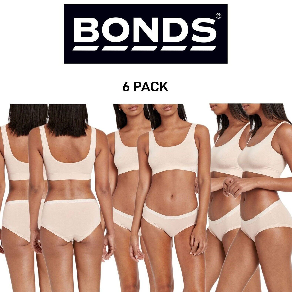 Bonds Womens Cottontails Midi Breathability and Comfort Brief 6 Pack WY5PA