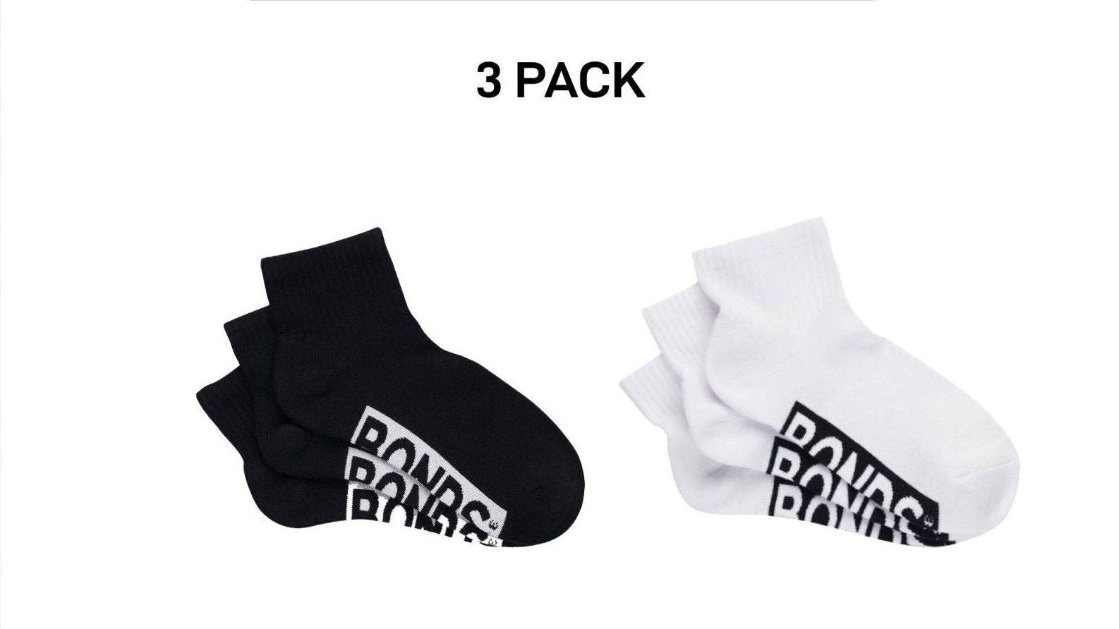 Bonds Womens Logo Cushioned Quarter Crew Comfy Cushioning Socks 3 Pack LXPP3N