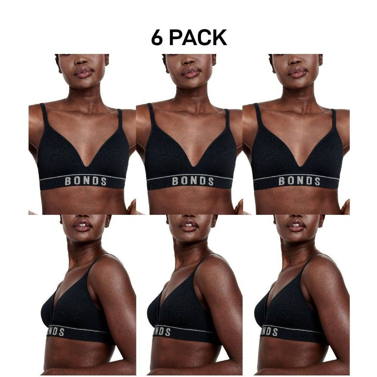 Bonds Womens Retro Rib Wirefree Tee Bra Comfortable & Stretchable 6 Pack YXF7Y