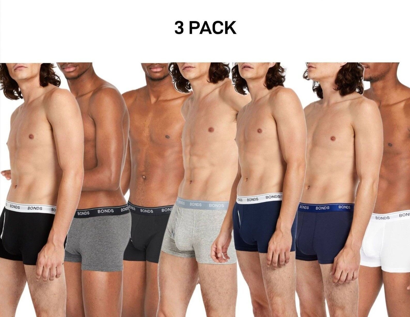 Bonds Mens Guyfront Trunk Stretchy Cotton Fabric Elastic Waistband 3 Pack MZVJ