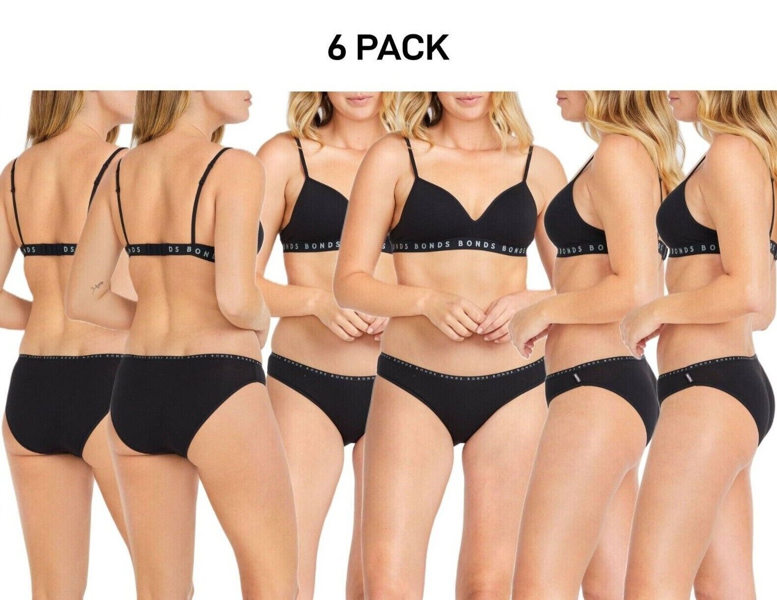 Bonds Womens Hipster Bikini Comfortable Coverage Low Rise Waist 6 Pack WUVXA