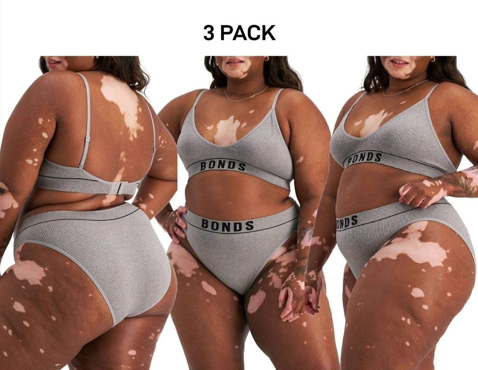 Bonds Womens Retro Rib Seamless Hi Bikini Hi Leg Smooth Stretchy 3 Pack WU8GT