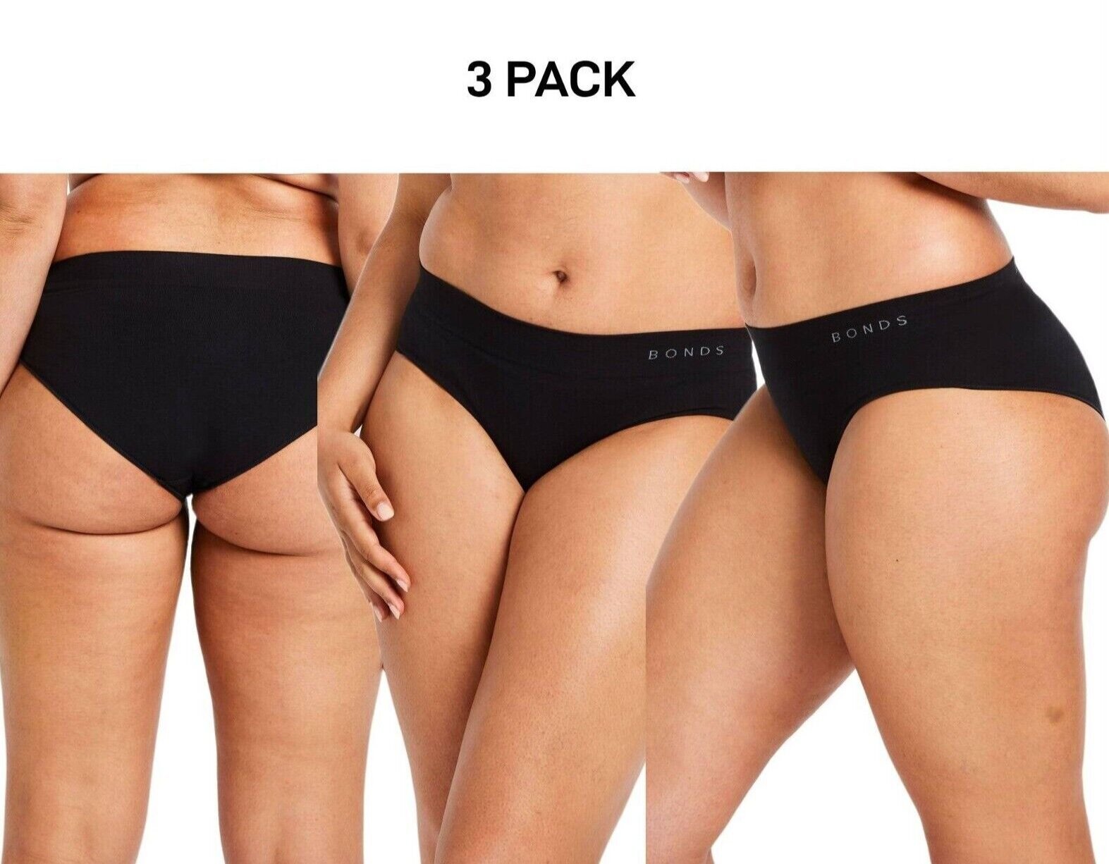 Bonds Womens Midi Seamless Smooth and Soft Breathable Brief 3 Pack WWGCA