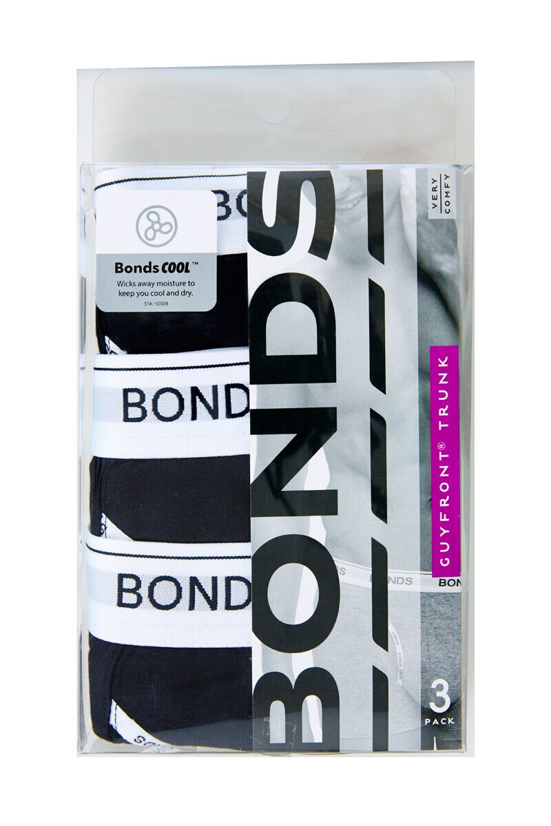 Bonds Mens Guyfront Trunk Seamfree Sides and Fly Front Opening 6 Pack MY963A