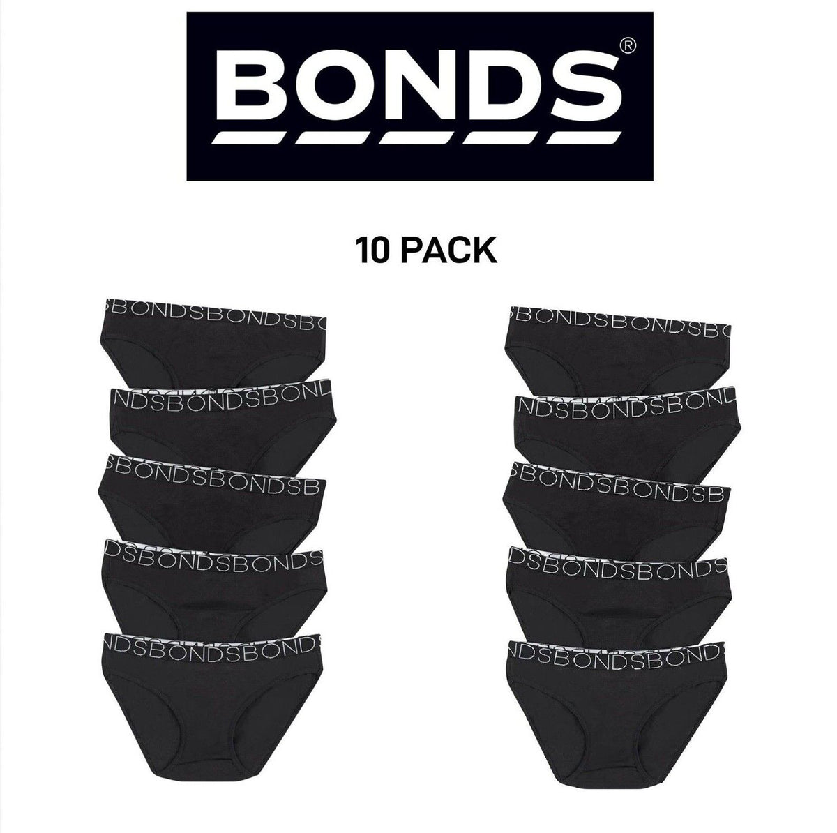 Bonds Girls Bikini Comfy Flexible Coverage Lightweight Breathable 10 Pack UWCE5A