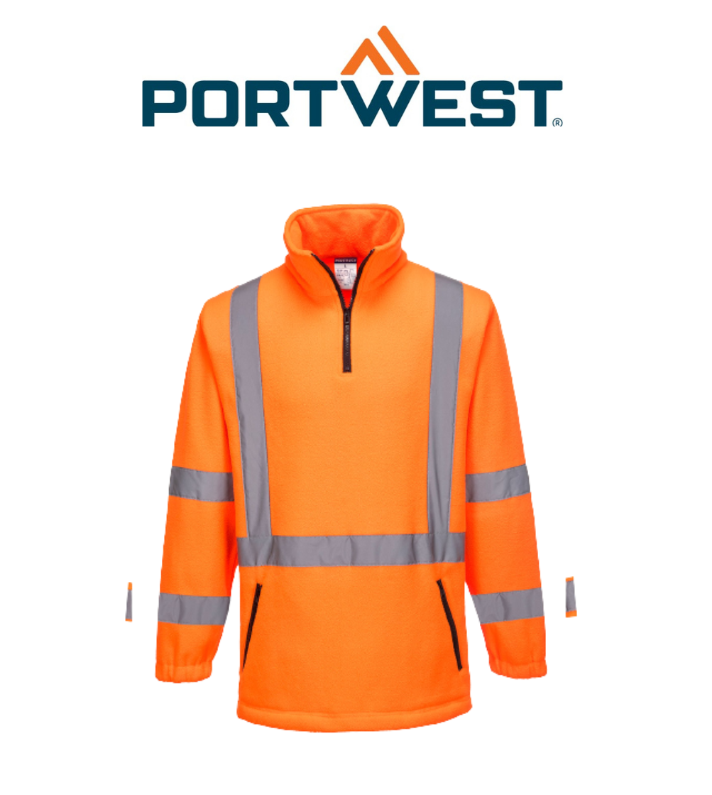 Portwest Cross Back Polar Fleece Jumper Reflective Tape Work Safety MF116