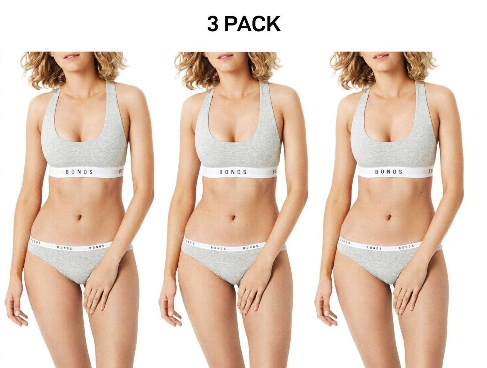 Bonds Womens Originals Gee Brief Soft Stretchy Waist and Flat Seams 3 Pack WV7HA