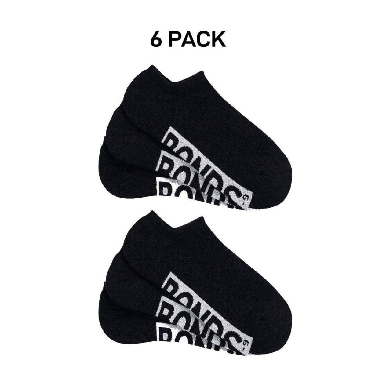 Bonds Mens Logo Cushioned No Show Smooth & Soft Cushioning Socks 6 Pack SXN73N