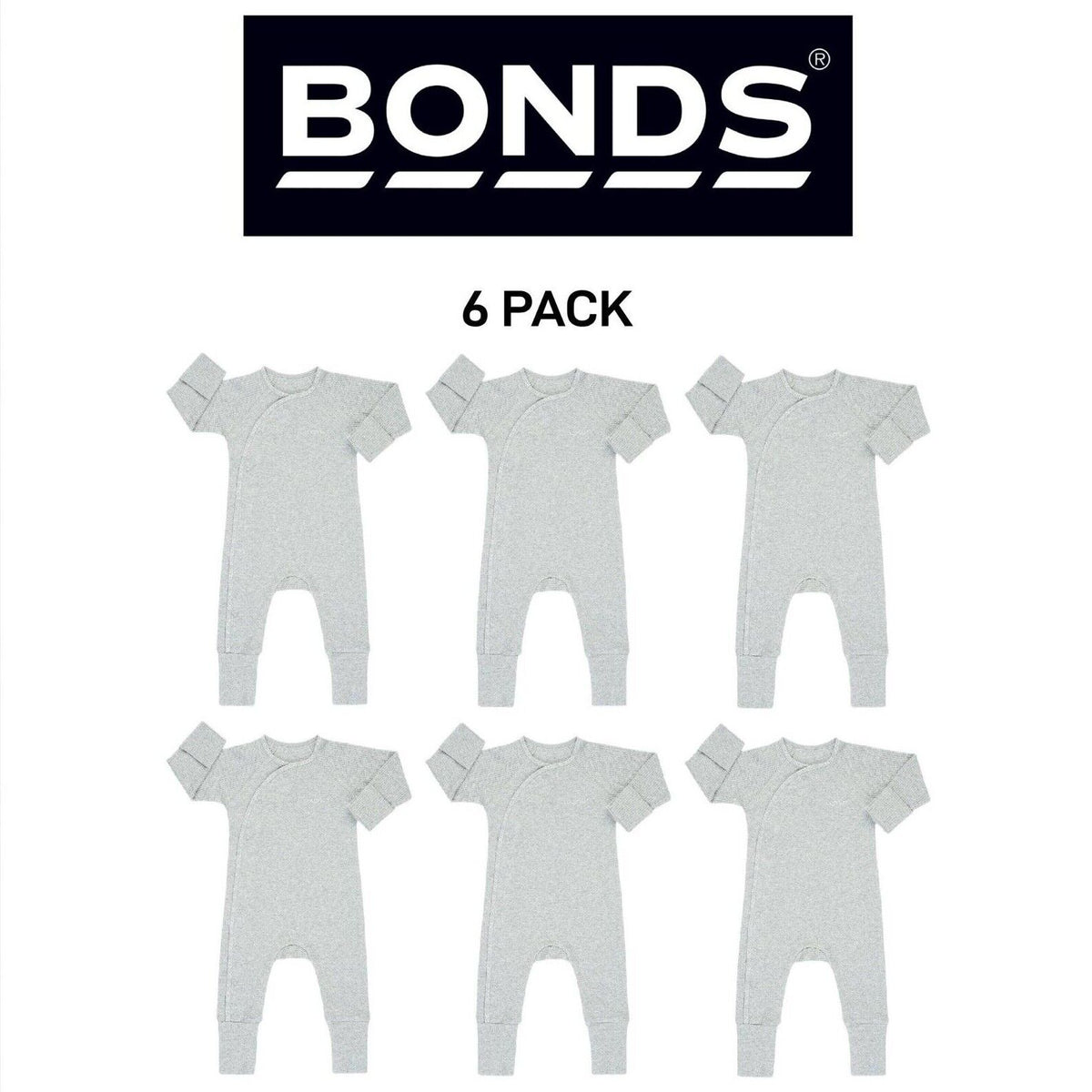 Bonds Baby Pointelle Cozysuit Branded Elastic Trim Aussie Cotton 6 Pack BXGGA