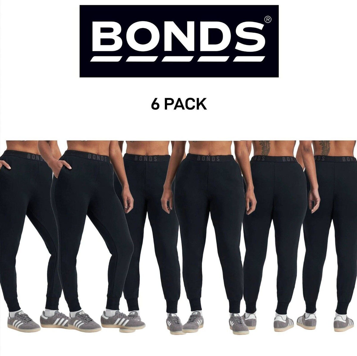 Bonds Womens Originals Hi Waisted Trackie Pants Narrow Waistband 6 Pack CTBLI