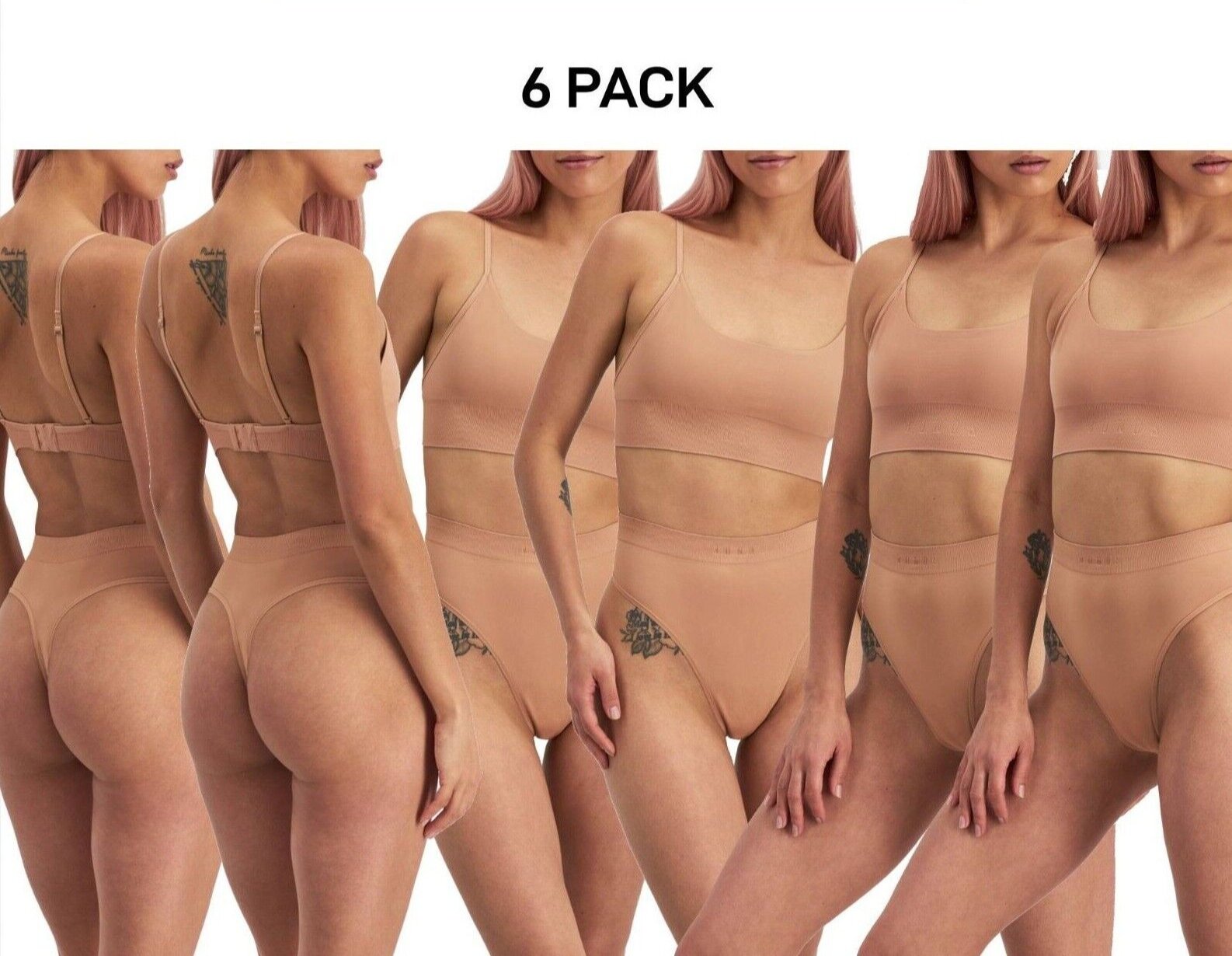 Bonds Womens Bases Seamless Gee String Stretch and Comfort T Back 6 Pack WRYL