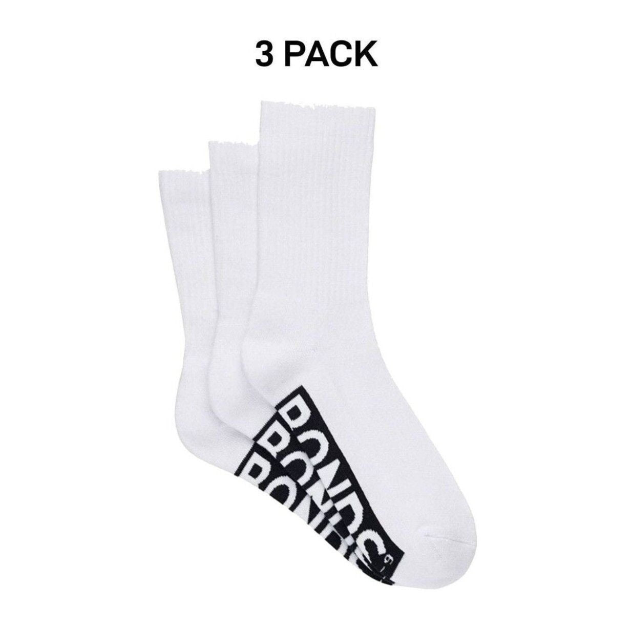 Bonds Mens Logo Cushioned Crew Socks Extra Comfort Smooth Seams 3 Pack SXMW3N