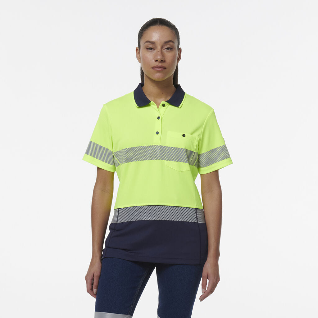 KingGee Womens Workcool Hyperfreeze Spliced Polo With Segmented Tape K44224-Collins Clothing Co