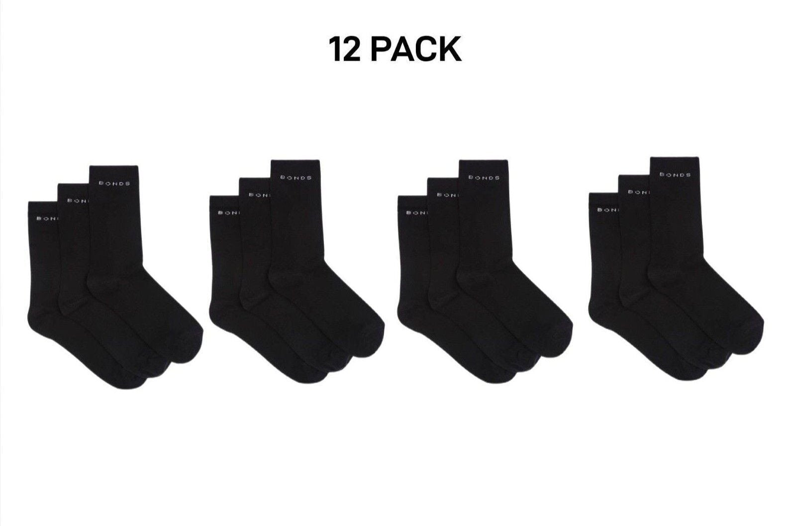 Bonds Mens Australian cotton Crew Sock Soft Reinforced Heel & Toe 12 Pack SYFK3N