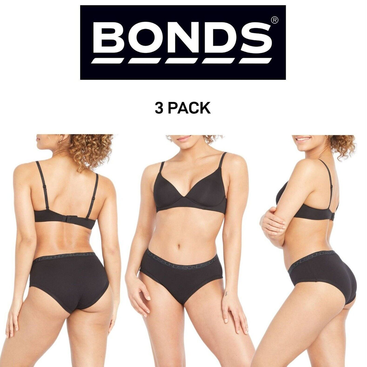 Bonds Womens Cottontails Midi Breathability and Comfort Brief 3 Pack WY5PA