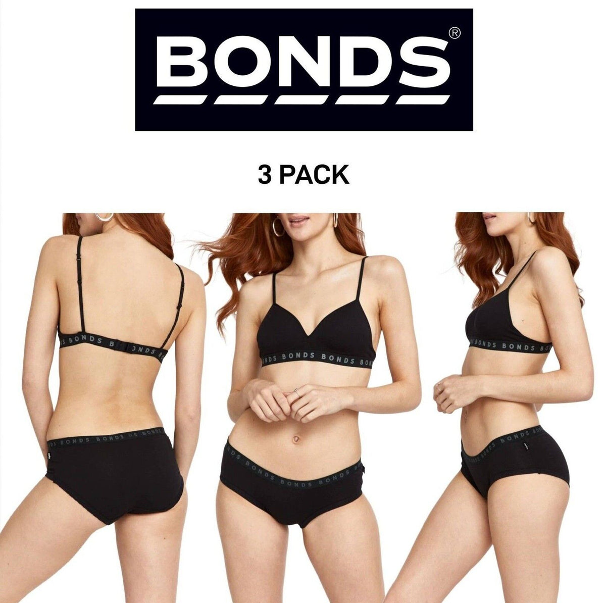 Bonds Womens Hipster Boyleg Coverage Flattering Soft & Comfy Undies 3 Pack WUVWB
