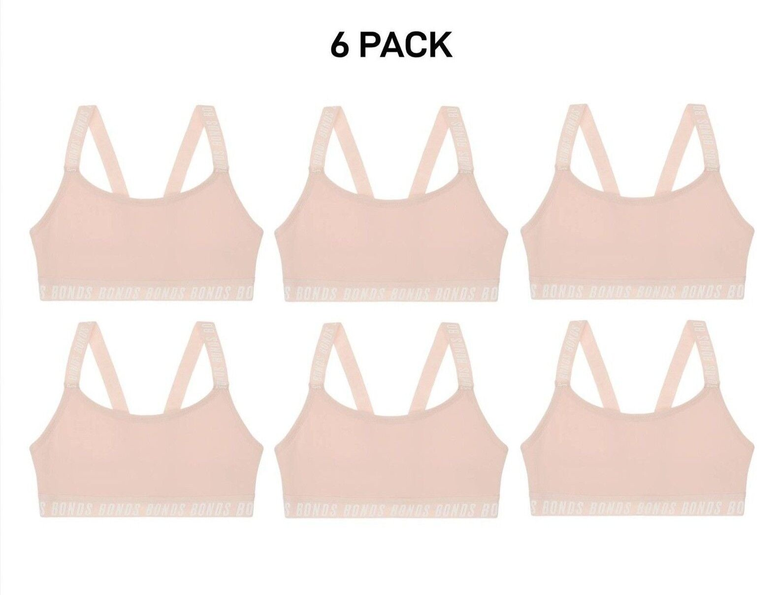 Bonds Girls Performance Pullover Crop Durable and Stretchy Bra 6 Pack UWH41A