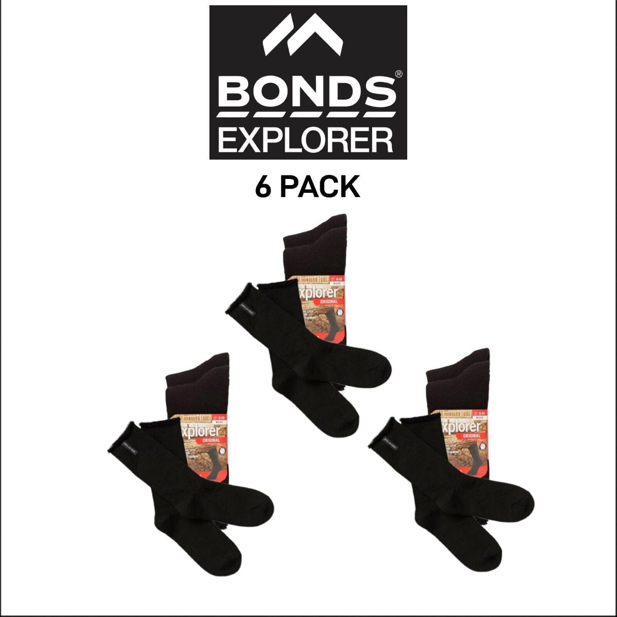 Bonds Explorer Original Breathable Comfortable Socks 6 Pack Ks S11392