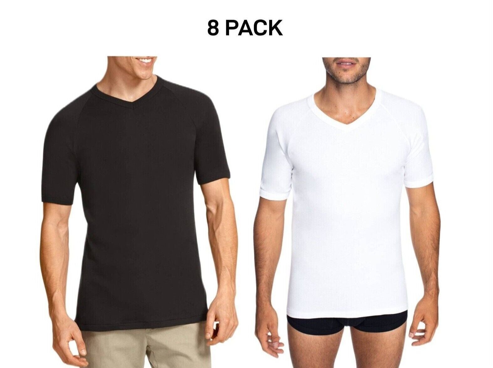Bonds Mens Genuine V-Neck Raglan Tee Suit in Every Size and Shape 8 Pack M9762W