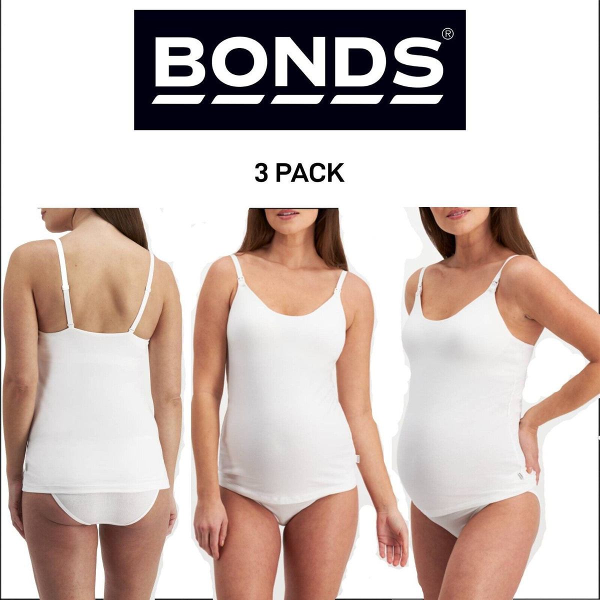 Bonds Womens Maternity Contour Support Singlet Organic Cotton 3 Pack YWYCY