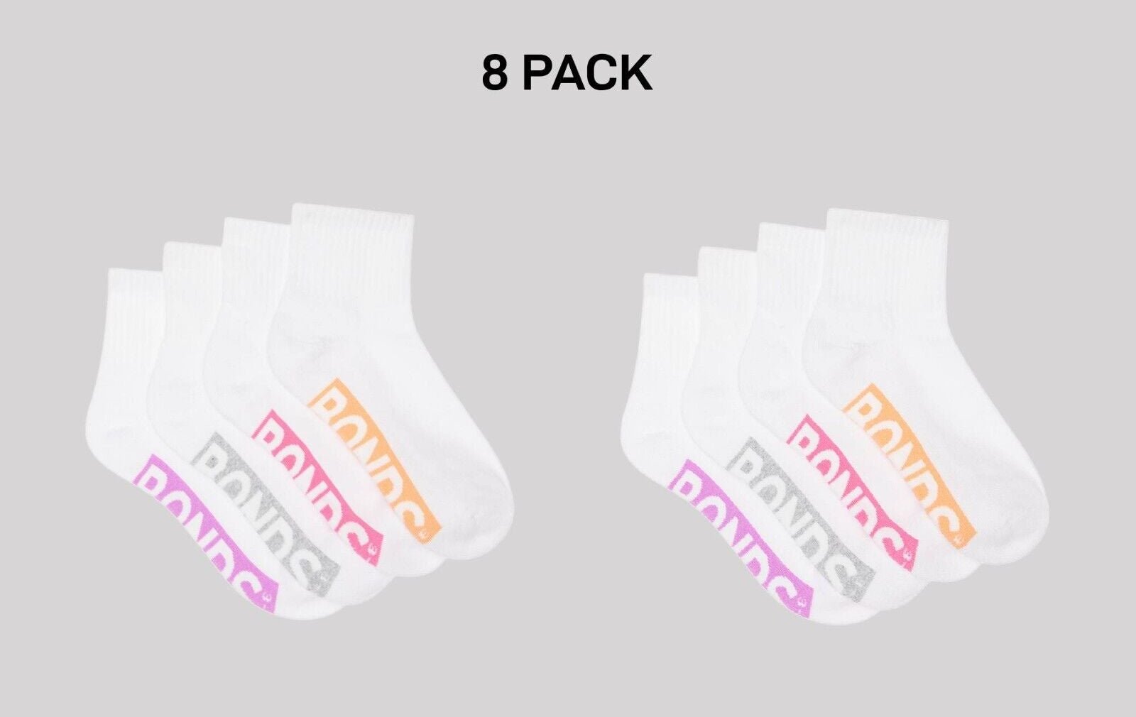 Bonds Kids Logo Light Quarter Crew Socks Comfy Mesh Cooling Zones 8 Pack RXU64W