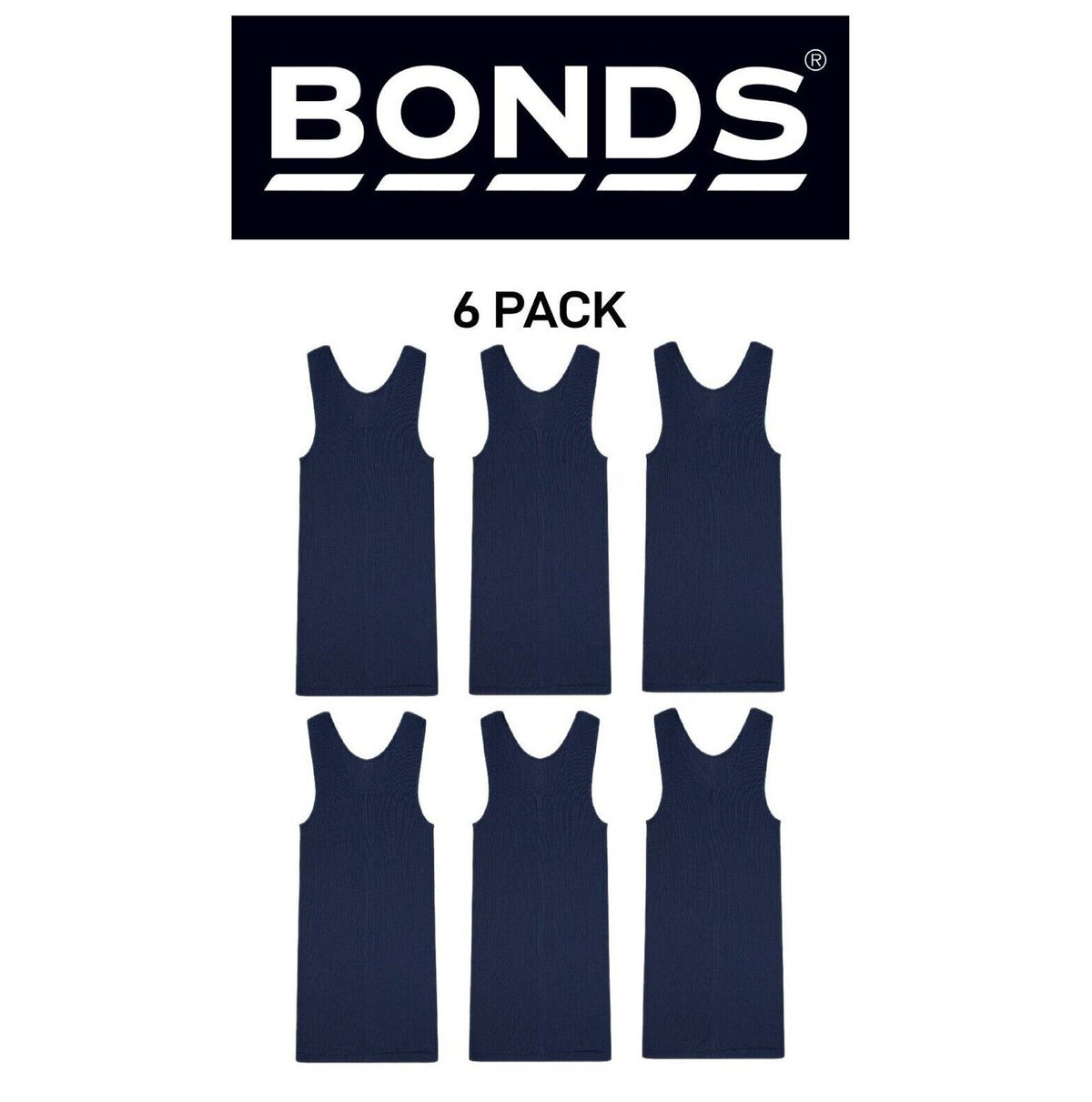 Bonds Mens Chesty Cotton Singlets Underwear Singlet Ribbed Cotton 6 Pack M757P