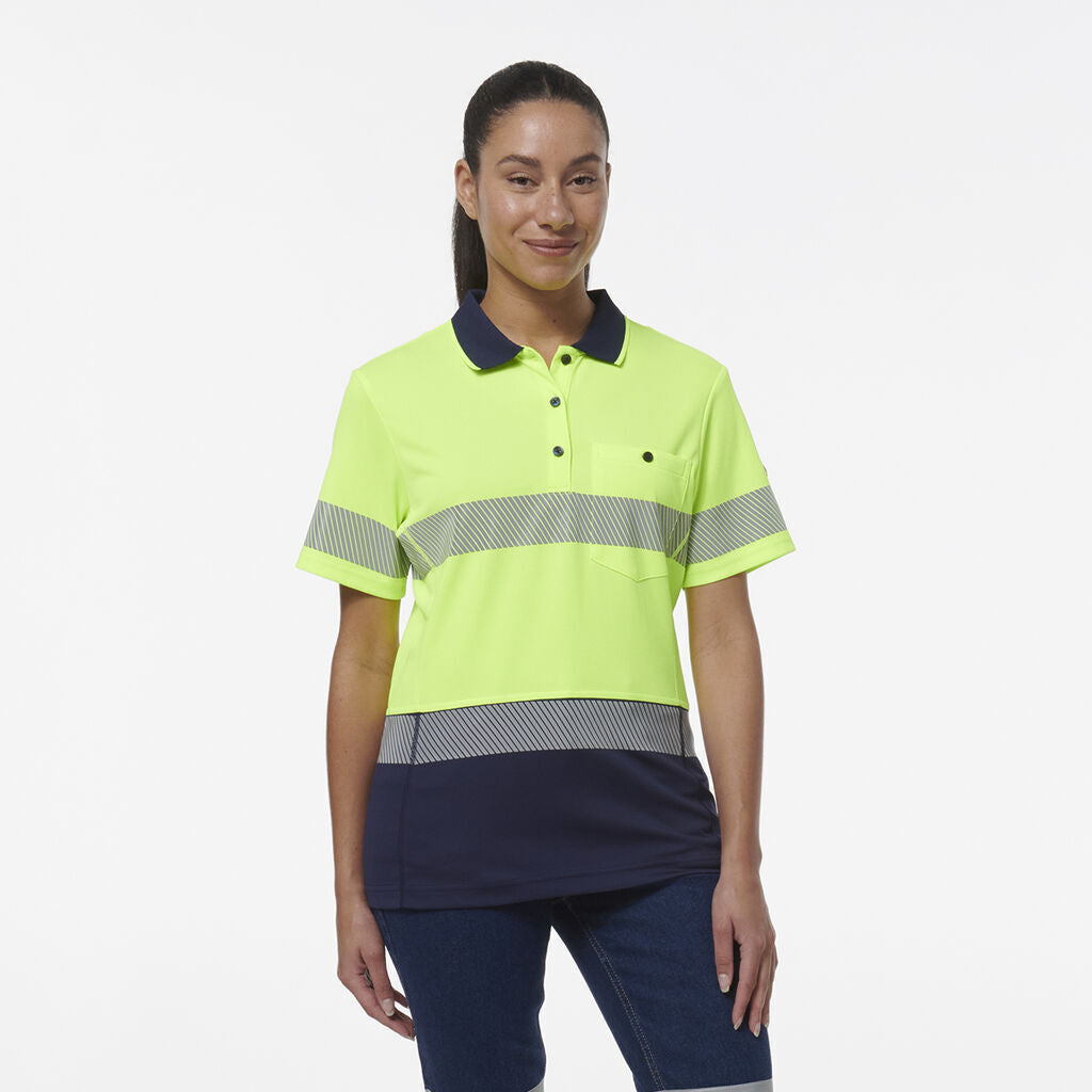 KingGee Womens Workcool Hyperfreeze Spliced Polo With Segmented Tape K44224-Collins Clothing Co