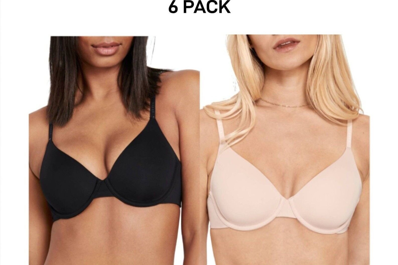 Bonds Womens Invisi Underwire T-Shirt Bra Comfy Flattering Neckline 6 Pack YXD9Y